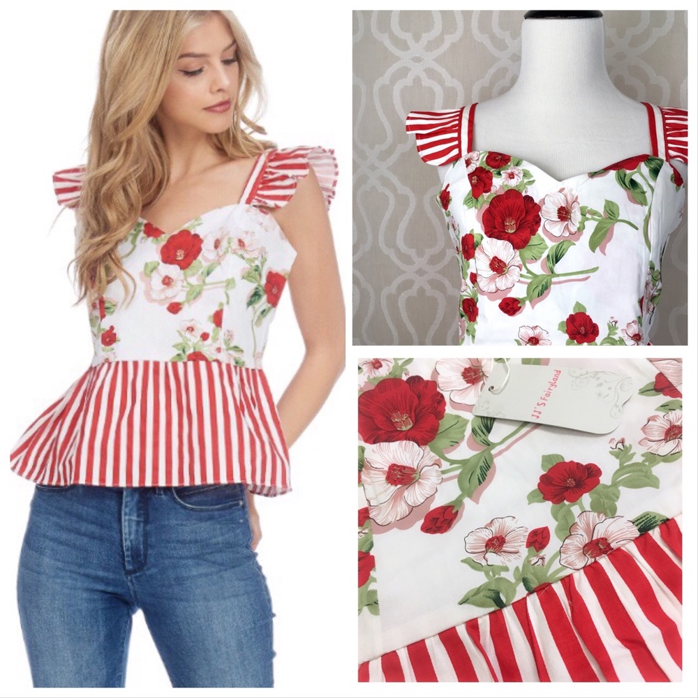 *LAST ONE!* All Summer-long Roses Peplum Top - Picture 3 of 8